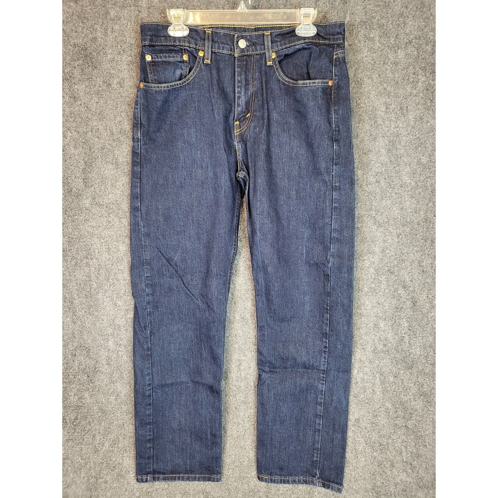 Levis 505 Mens Jeans Regular Fit Straight Leg Dark Wash Denim Size W32 L30 Work